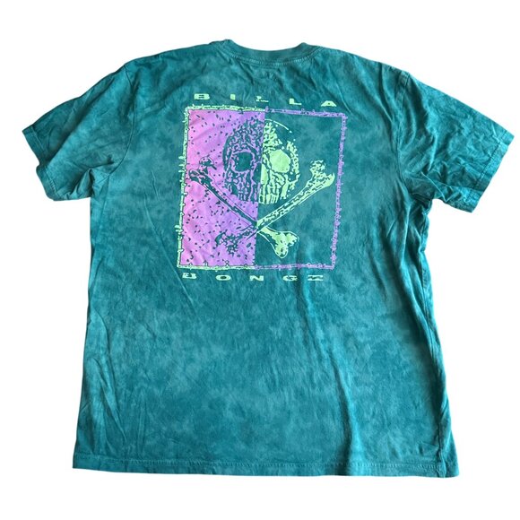 Billabong Mens Wave Washed X-Large T-Shirt Tie-Dye Teal Cotton - Picture 4 of 4